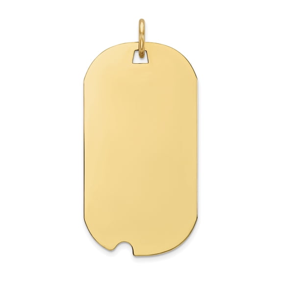 14k Yellow Gold Solid Plain .018 Gauge Engravable Dog Tag with Notch Disc Charm Pendant