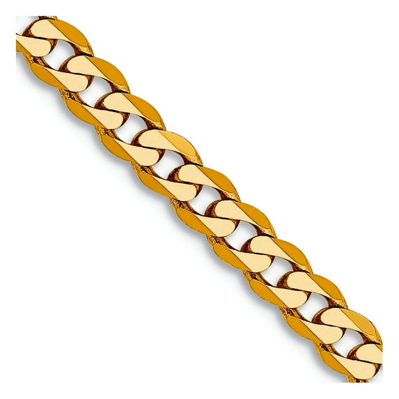 14k Yellow Gold Solid Polished 2.4mm Beveled Curb Chain Necklace 18 Inch Lobster Claw Chain Necklace for Women and Men