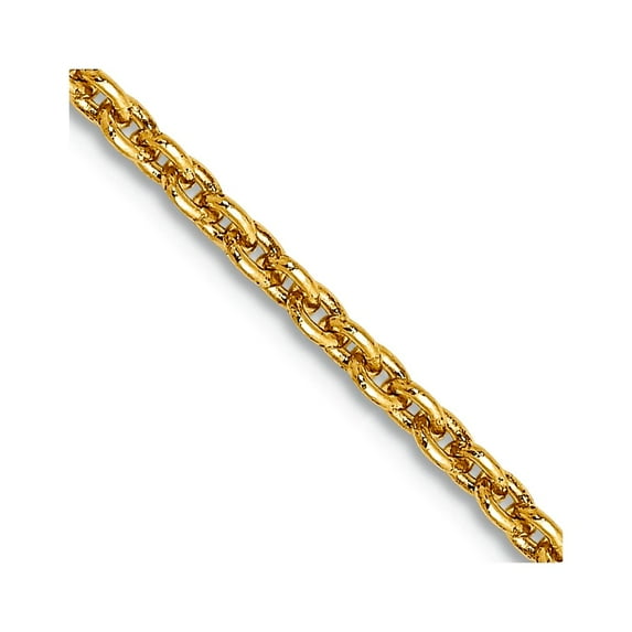 14k Yellow Gold Solid Polished 2mm Cable Chain Necklace 16 Inch Lobster Claw Chain Necklace for Women and Men