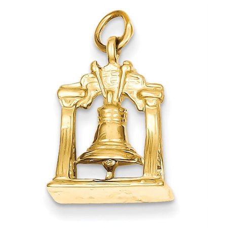 14k Yellow Gold Solid Polished 3-D Liberty Bell Charm Pendant