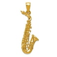 thumbnail image 1 of 14k Yellow Gold Solid Polished 3-D Saxophone Pendant Necklace 34.6x15.8mm Pendant for Women, 1 of 2