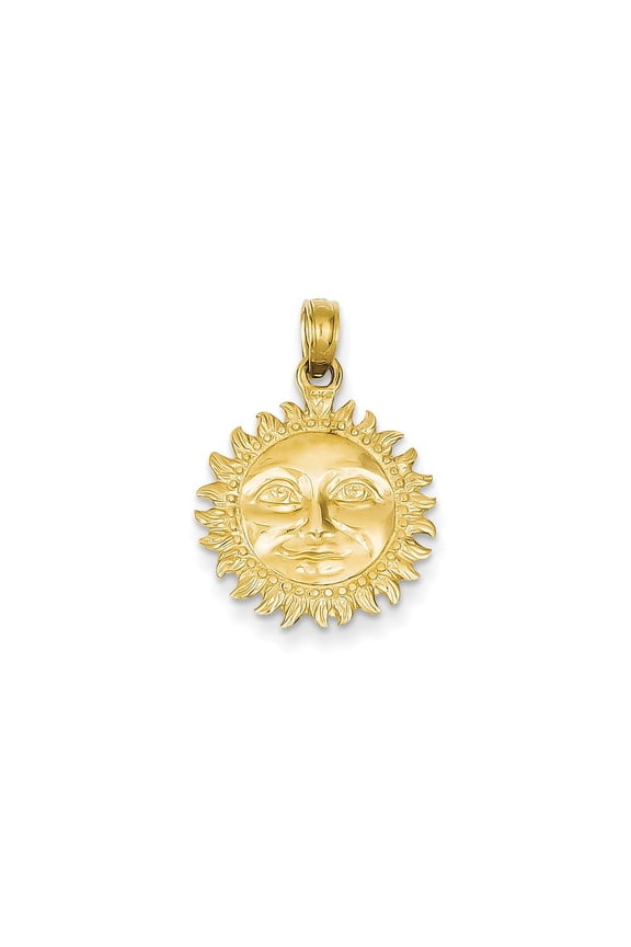 14k Yellow Gold Solid Polished 3-Dimensional Sun Pendant - 3.0 Grams - Measures 23x16mm