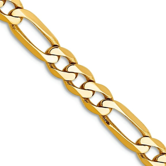 14k Yellow Gold Solid Polished 4.7mm Flat Figaro Chain Necklace 16 Inch Lobster Claw Chain Necklace for Women and Men