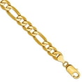 thumbnail image 1 of 14k Yellow Gold Solid Polished 7.5mm Flat Figaro Chain Bracelet 8 Inch Lobster Claw Link Bracelet for Women and Men, 1 of 2