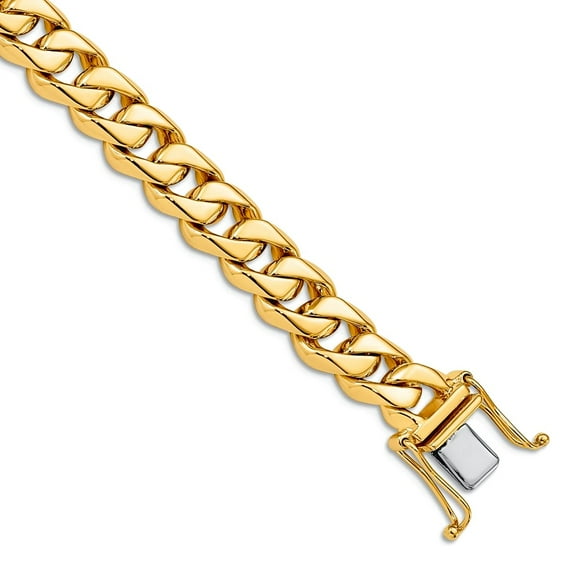 14k Yellow Gold Solid Polished 9mm Hand-Traditional Chain Bracelet 8 Inch Lobster Claw Link Bracelet for Women and Men