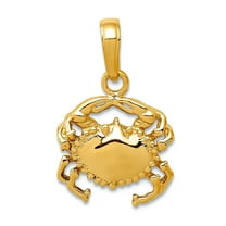 14k Yellow Gold Solid Polished Crab Pendant Necklace 18x12mm Pendant for Women - 1.1 Grams