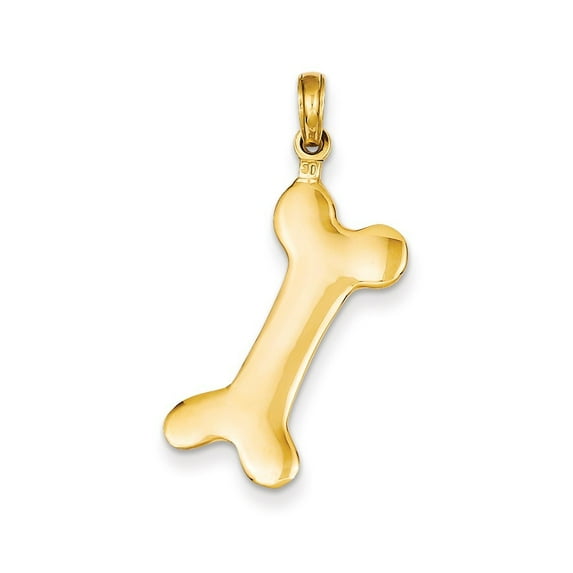 14k Yellow Gold Solid Polished Dog Bone Charm - 1.9 Grams - Measures 34.2x18.5mm