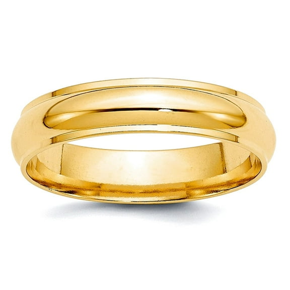 14k Yellow Gold Solid Polished 5mm Half Round With Edge Band Size 10.5 Ring Ring for Women and Men