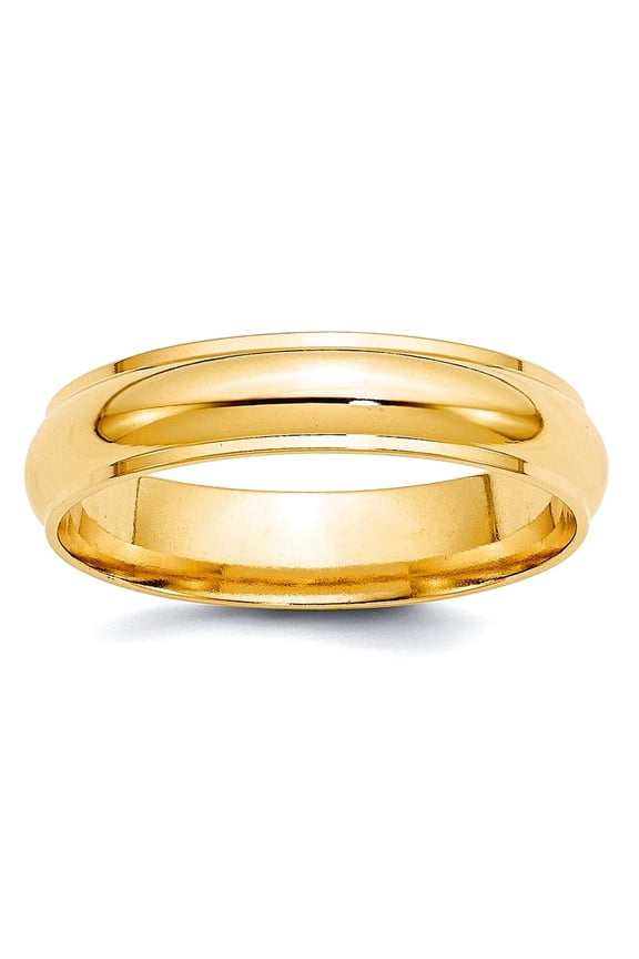 14k Yellow Gold Solid Polished 5mm Half Round With Edge Band Size 10.5 Ring Ring for Women and Men