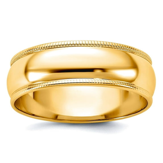 14k Yellow Gold Solid Polished Lightweight 6mm Ltw Milgrain Half Round Band Size 13 Ring Ring for Women and Men