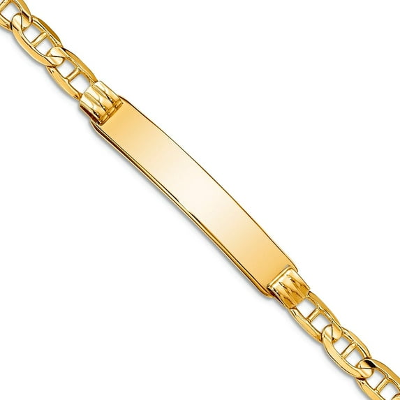 14k Yellow Gold Solid Polished Nautical Ship Mariner Anchor ID Bracelet 8 Inch 5.5mm Lobster Claw Identification Bracele