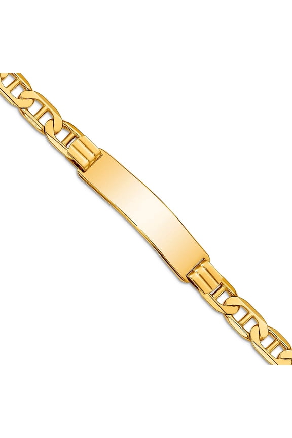 14k Yellow Gold Solid Polished Nautical Ship Mariner Anchor Link ID Bracelet 8 Inch 8mm Lobster Claw Identification Brac