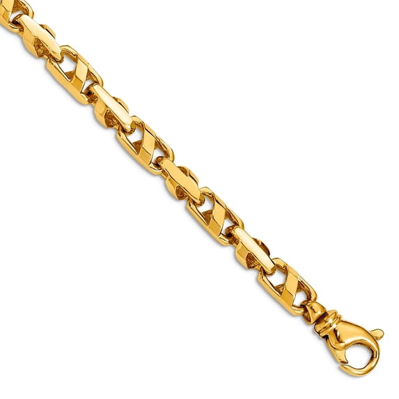14k Yellow Gold Solid Polished Fancy Lobster Closure 5.25mm Fancy Link Chain Bracelet 8 Inch Lobster Claw Link Bracelet