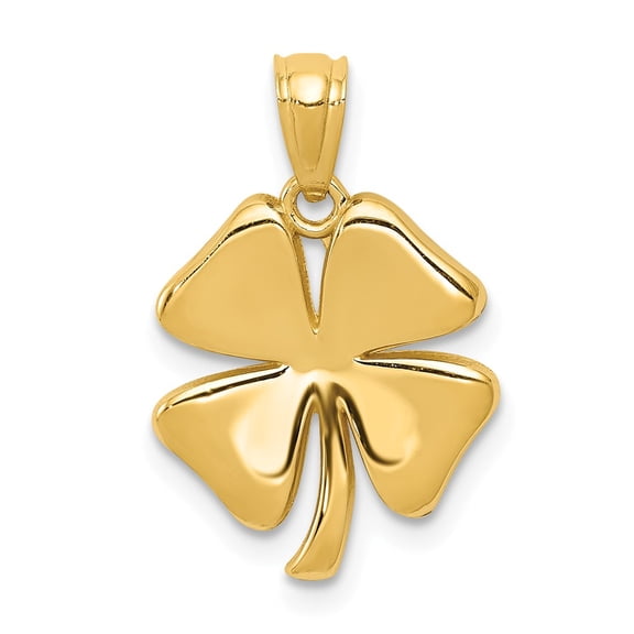 14k Yellow Gold Polished 4 Leaf Clover Pendant Necklace Pendant for Women