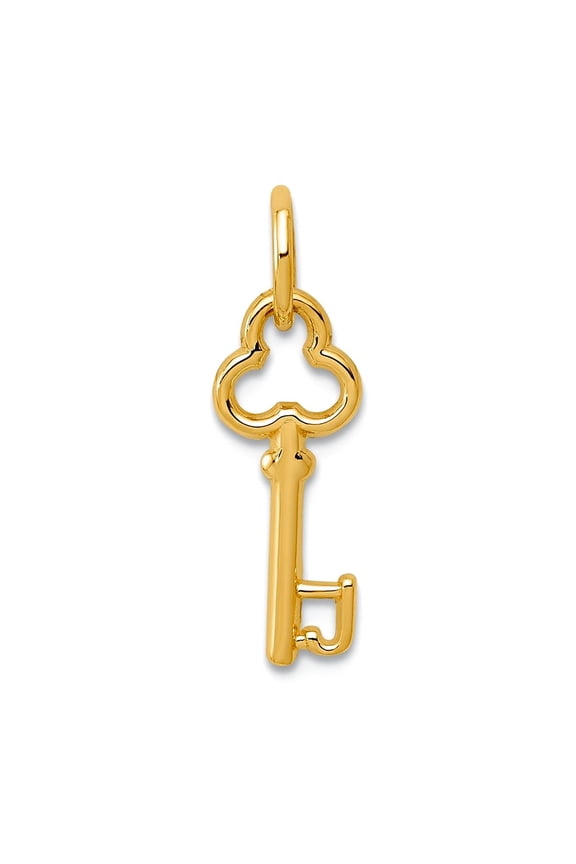 14k Yellow Gold Solid Polished J Key Charm 15.53x6.88mm Wide Pendant Necklace for Women - .3 Grams