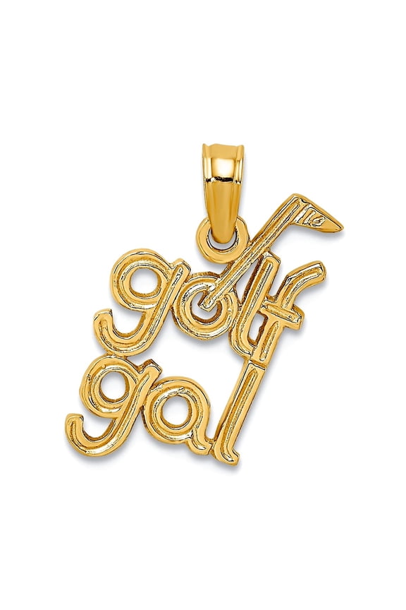 14k Yellow Gold Solid Polished Golf Gal Pendant Necklace 19.2x10.4mm Pendant for Women - .6 Grams