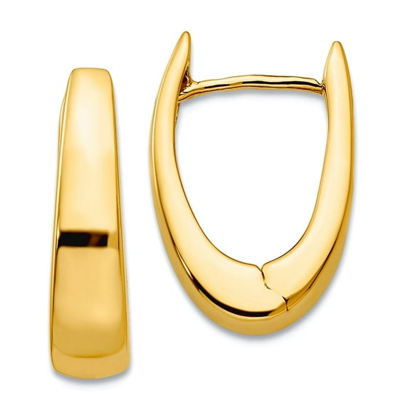 14k Yellow Gold Solid Polished Hinged Hoop Earrings 17x11mm Wide Hoop Earring for Women - 5.1 Grams