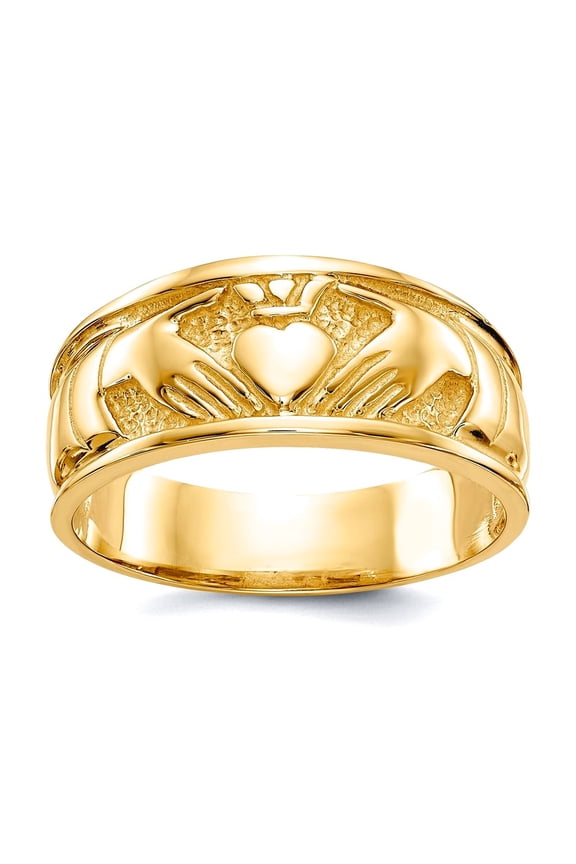 14k Yellow Gold Solid Polished Irish Claddagh Celtic Trinity Knot Ring Size 7.00 Ring for Women
