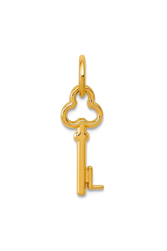 14k Yellow Gold Solid Polished L Key Charm 15.53x6.88mm Wide Pendant Necklace for Women - .3 Grams