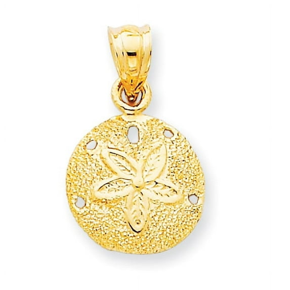 14k Yellow Gold Solid Polished Laser-Cut Sand Dollar Pendant Charm