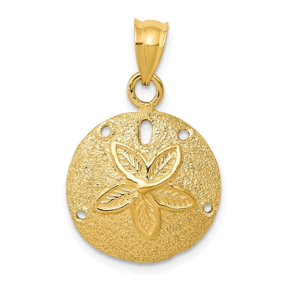 14k Yellow Gold Solid Polished Laser-Cut Sand Dollar Pendant
