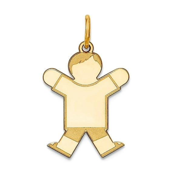 14k Yellow Gold Solid Polished Laser Etched Charm 25x15mm Wide Pendant Necklace for Women - .8 Grams