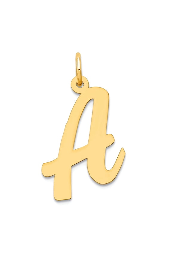 14k Yellow Gold Solid Polished Laser-cut Large Script Letter Name Personalized Monogram Initial A Charm 18.29x15.39mm Wi