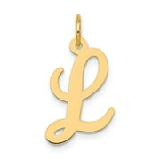 JEWELRYWEB 14k Yellow Gold Solid Polished Laser cut Medium Script Letter Name Personalized Monogram Initial R Charm Pendant Necklac