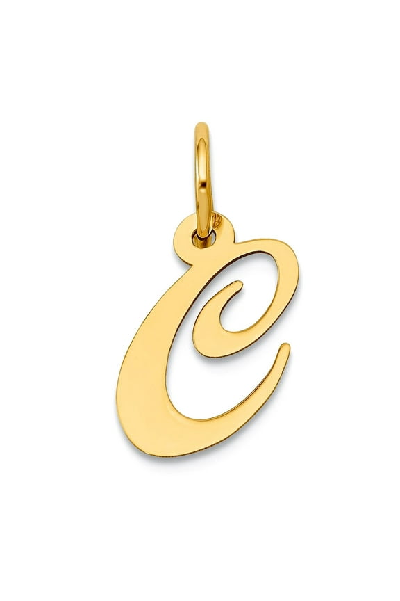 14k Yellow Gold Solid Polished Laser-cut Small Fancy Script Letter Name Personalized Monogram Initial C Charm 15x13.1mm