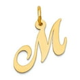 thumbnail image 1 of 14k Yellow Gold Solid Polished Laser-cut Small Fancy Script Letter Name Personalized Monogram Initial M Charm 16.9x18mm, 1 of 2
