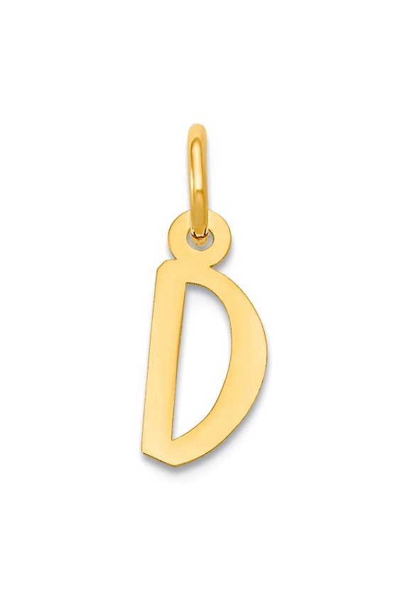14k Yellow Gold Solid Polished Laser-cut Small Slanted Block Letter Name Personalized Monogram Initial D Charm 15.6x5.8m