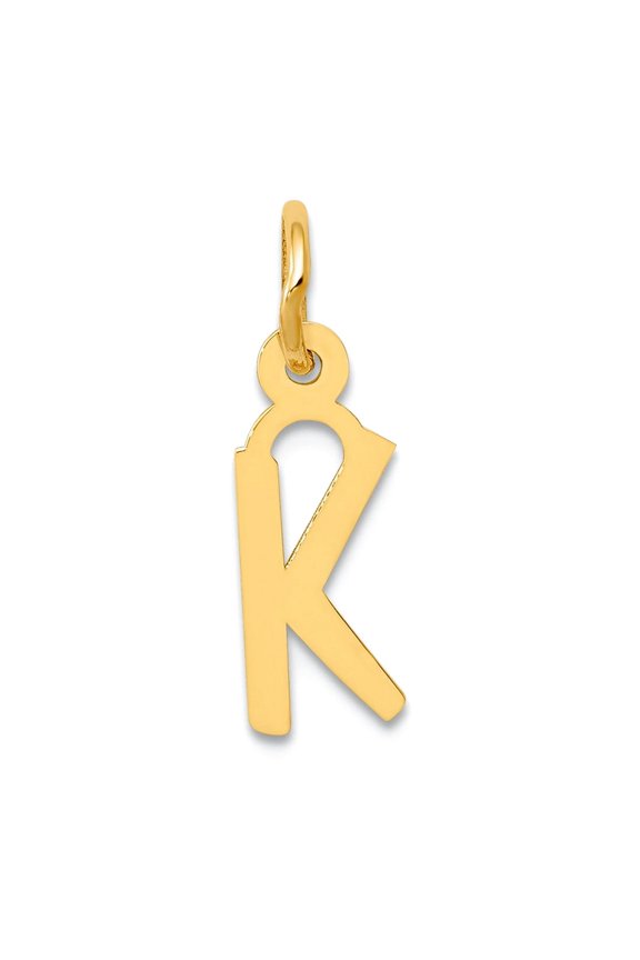 14k Yellow Gold Solid Polished Laser-cut Small Slanted Block Letter Name Personalized Monogram Initial K Charm 17.8x5.4m