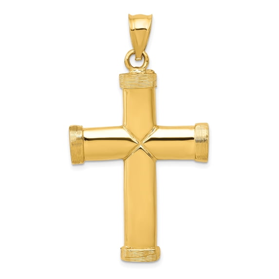 14k Yellow Gold Solid Polished Latin Cross Charm Pendant