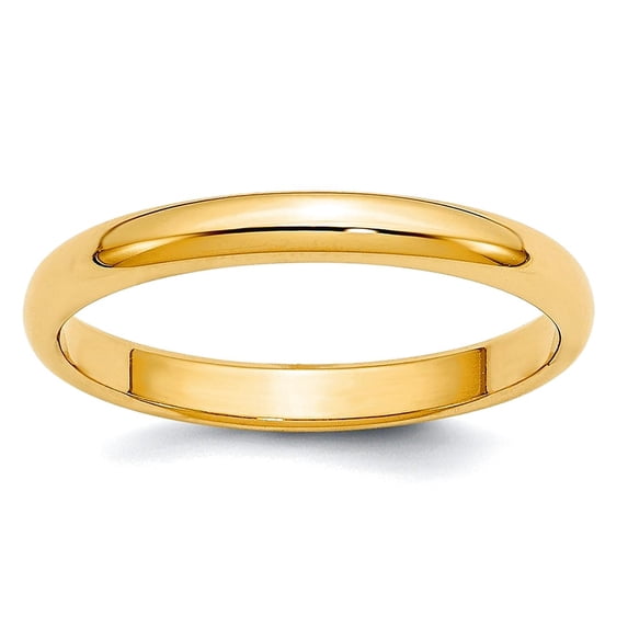 14k Yellow Gold Solid Polished Lightweight 2.5mm Ltw Half Round Band Size 4.5 Ring Ring for Women and Men