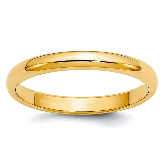 14k Yellow Gold Solid Polished Lightweight 2.5mm Ltw Half Round Band Size 7.5 Ring Ring for Women and Men