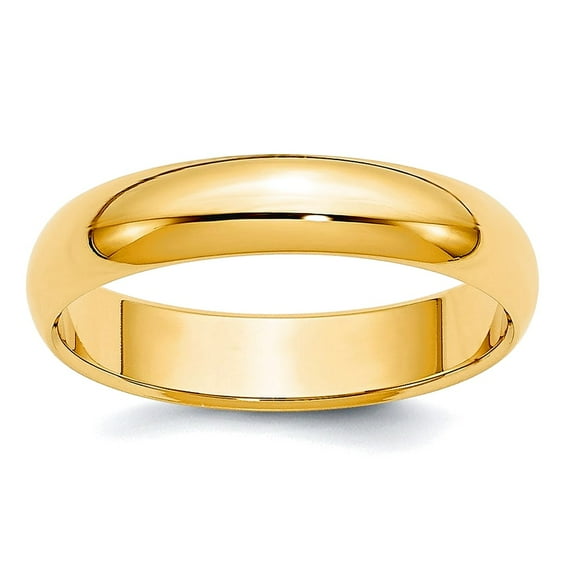 14k Yellow Gold Solid Polished Lightweight 4mm Ltw Half Round Band Size 13 Ring Ring for Women and Men