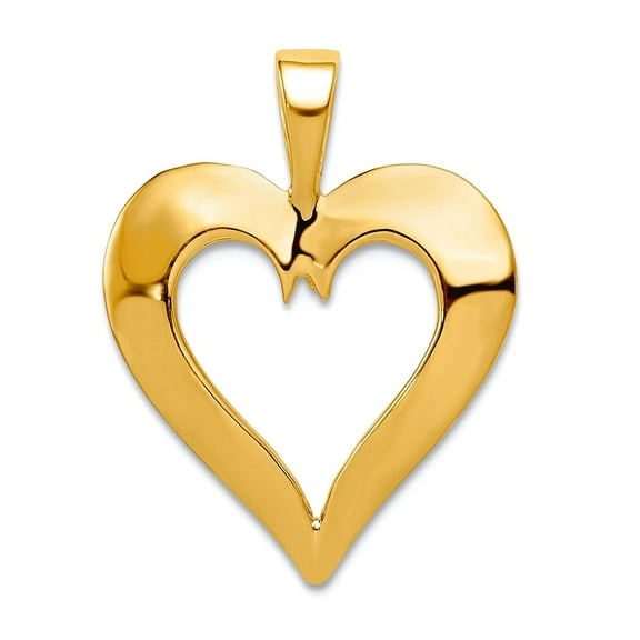 14k Yellow Gold Solid Polished Love Heart Charm 18.9x24.4mm Pendant Necklace for Women - 2.7 Grams