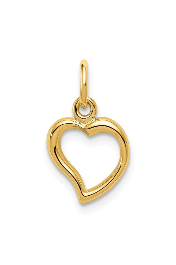 14k Yellow Gold Solid Polished Flat-Backed Heart Charm - .6 Grams - Measures 9.4x16.4mm