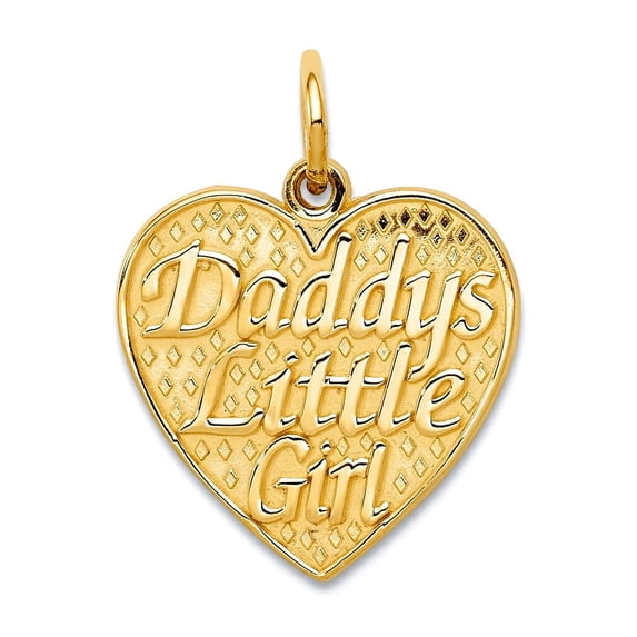 14k Yellow Gold Solid Polished Not engraveable Daddys Little Charm 21.7x15.8mm Pendant Necklace for Women