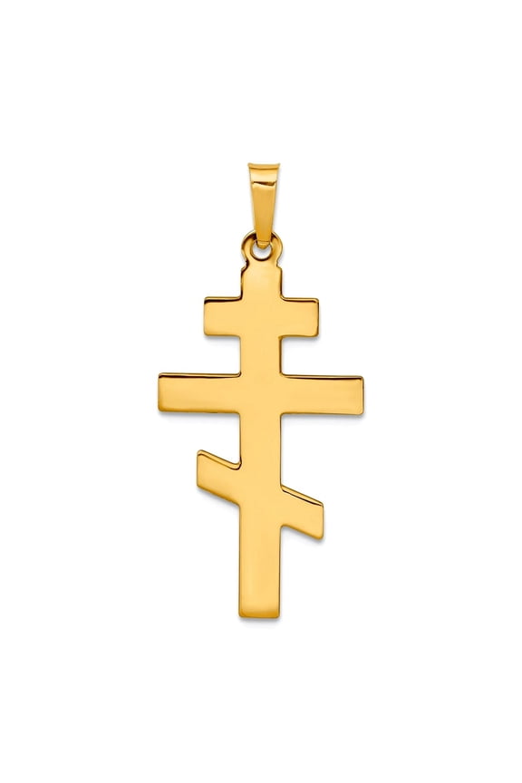 14k Yellow Gold Solid Polished Not engraveable Eastern Orthodox Religious Faith Cross Charm 19x12mm Pendant Necklace for
