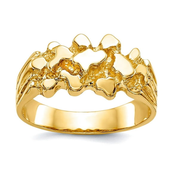 14k Yellow Gold Solid Polished Nugget Ring Size 6 Band Style-Ring for Women - 5.3 Grams