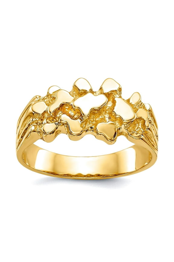 14k Yellow Gold Solid Polished Nugget Ring Size 6 Ring for Women - 5.3 Grams