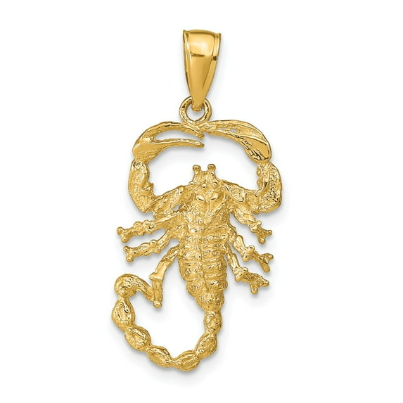 14k Yellow Gold Solid Polished Open-Backed Scorpion Pendant