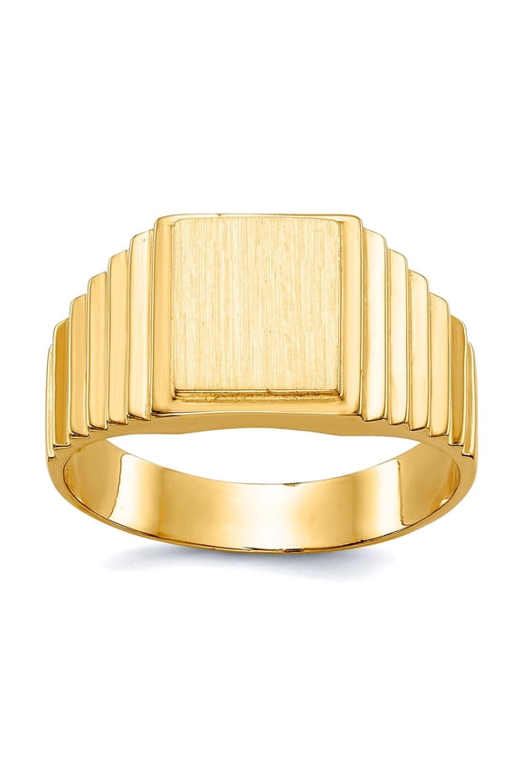 14k Yellow Gold Solid Polished Mens Signet Ring Size 10 Ring for Men - 6.8 Grams