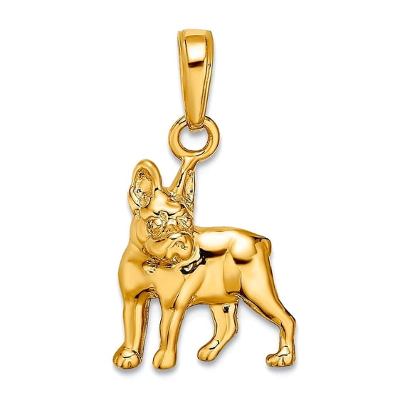 14k Yellow Gold Solid Polished Pit Bull Animal Pet Dog Pendant Necklace 20x13mm Wide Pendant for Women