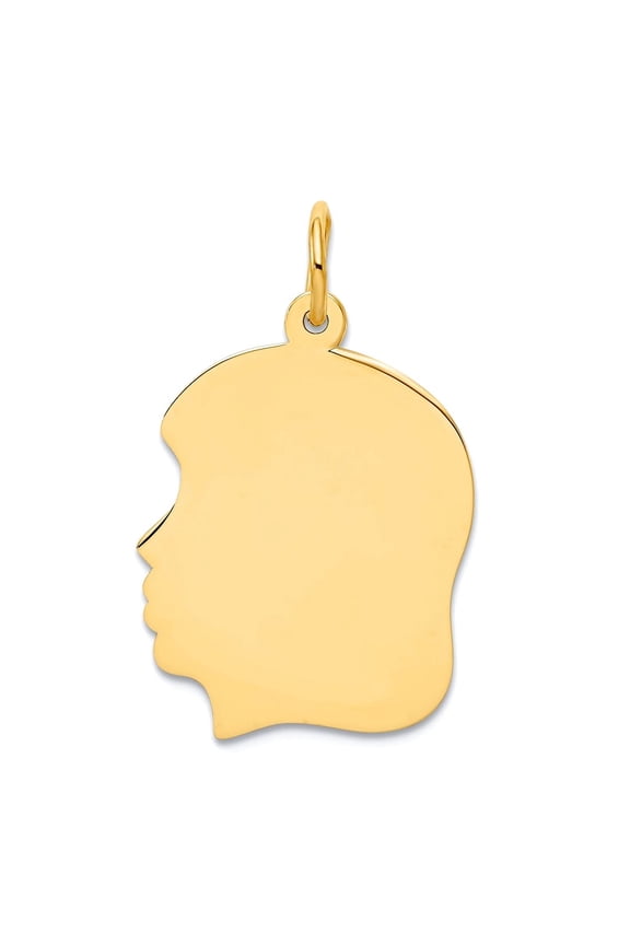 14k Yellow Gold Solid Polished Plain Med .013 Gauge Facing Left Head Charm 27x17mm Wide Pendant Necklace for Women