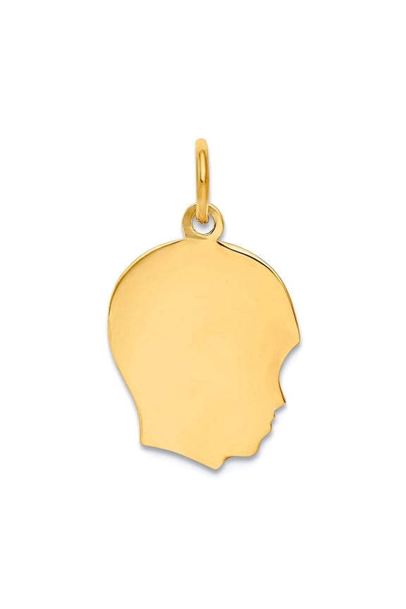 14k Yellow Gold Solid Polished Plain Med .018 Gauge Facing Right Head Charm 22x13mm Wide Pendant Necklace for Women