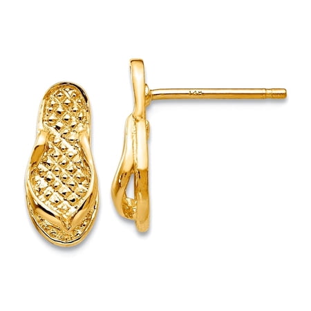 14k Yellow Gold Solid Polished Post Flip Flop Earrings 8x6mm Stud Earring for Women - 1.3 Grams