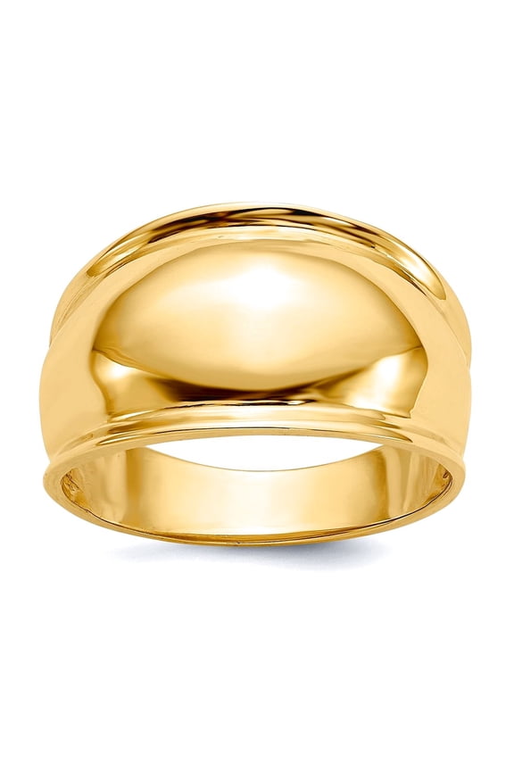 14k Yellow Gold Solid Polished Ridge-edged Dome Ring Size 7.50 Ring for Women - 4.4 Grams