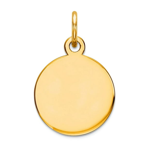 14k Yellow Gold Solid Polished Round Disc Charm 18x11mm Wide Pendant Necklace for Women - .4 Grams